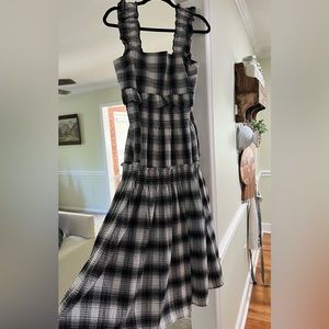 Black and white plaid midi dress